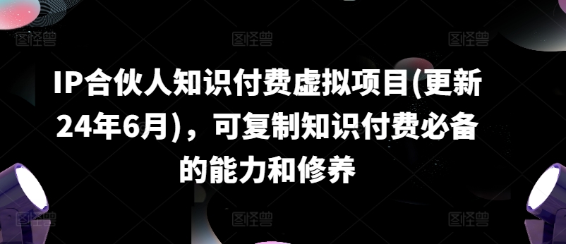 IP合伙人知识付费虚拟项目(更新24年6月),可复制知识付费必备的能力和修养|淘骐网赚资源库