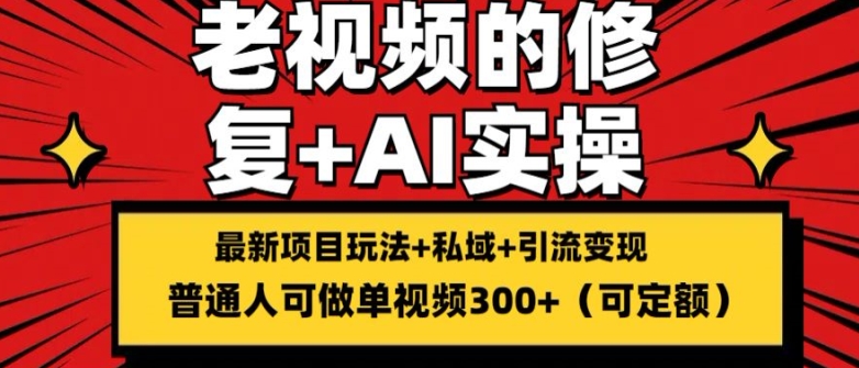 修复老视频的玩法,搬砖+引流的变现(可持久),单条收益300+【揭秘】|淘骐网赚资源库