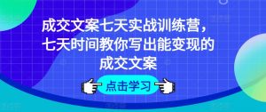 成交文案七天实战训练营，七天时间教你写出能变现的成交文案|淘骐网赚资源库