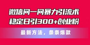 微信问一问暴力引流术，稳定日引300+创业粉，最新方法，条条爆款【揭秘】|淘骐网赚资源库