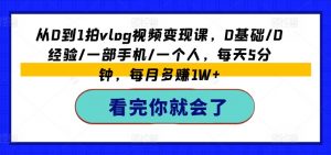从0到1拍vlog视频变现课,0基础/0经验/一部手机/一个人,每天5分钟,每月多赚1W+|第一资源库