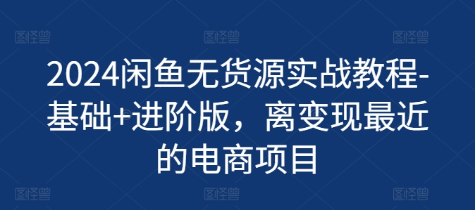 2024闲鱼无货源实战教程-基础+进阶版,离变现最近的电商项目|淘骐网赚资源库