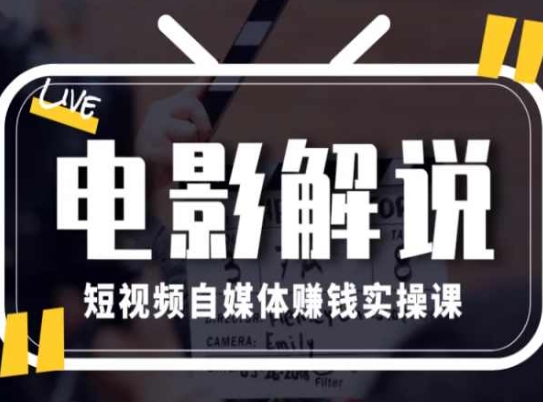 电影解说短视频自媒体赚钱实操课,教你做电影解说短视频,月赚1万|淘骐网赚资源库
