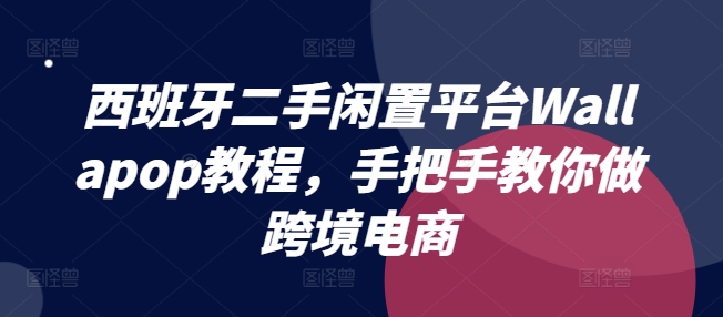 西班牙二手闲置平台Wallapop教程,手把手教你做跨境电商|淘骐网赚资源库