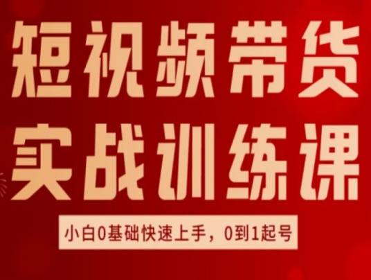 短视频带货实战训练课,好物分享实操,小白0基础快速上手,0到1起号|淘骐网赚资源库