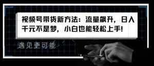 视频号带货新方法:流量飙升,日入千元不是梦,小白也能轻松上手【揭秘】|淘骐网赚资源库