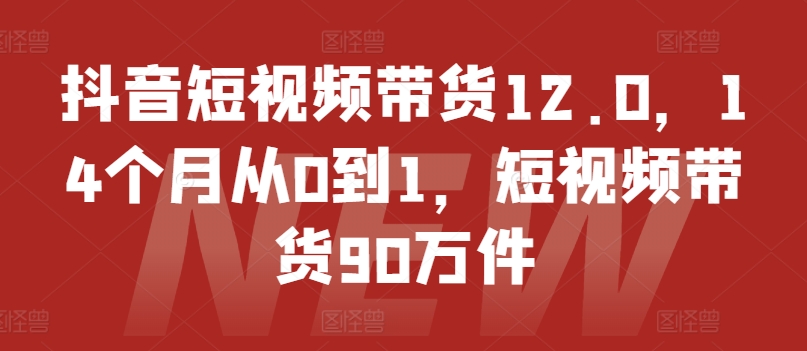 抖音短视频带货12.0,14个月从0到1,短视频带货90万件|淘骐网赚资源库