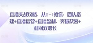 直播实战攻略，​从0~1教你：团队搭建+直播运营+直播盈利，突破获客+利润双增长|淘骐网赚资源库