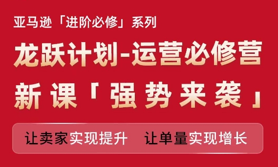 亚马逊进阶必修系列,龙跃计划-运营必修营新课,让卖家实现提升 让单量实现增长|淘骐网赚资源库