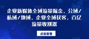 企业新媒体全域流量掘金，公域/私域/地域，企业全域获客，百亿流量收割器|淘骐网赚资源库