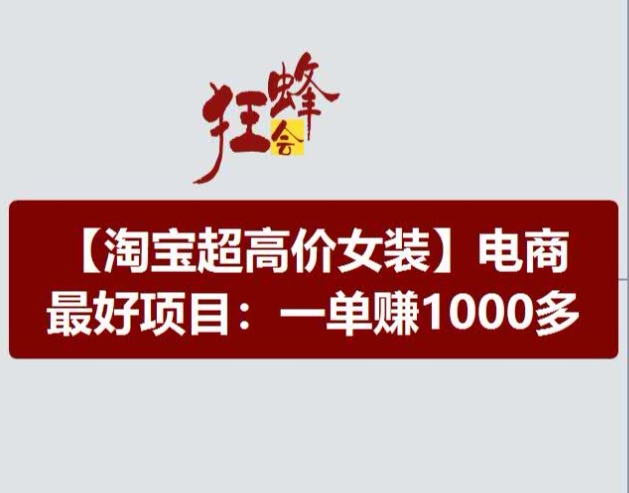 淘宝超高价女装项目,电商最好赛道,一单赚1000多|淘骐网赚资源库