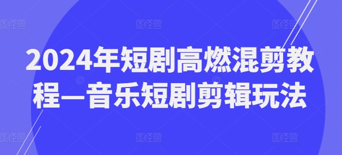 2024年短剧高燃混剪教程—音乐短剧剪辑玩法|淘骐网赚资源库