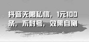 抖音无限私信,1元100条,不封号,效果自测|淘骐网赚资源库