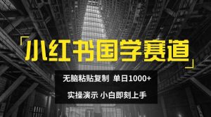 小红书国学赛道，无脑粘贴复制，单日1K，实操演示，小白即刻上手【揭秘】|淘骐网赚资源库