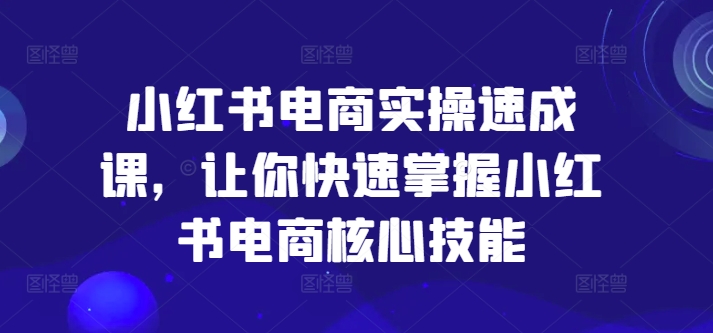 小红书电商实操速成课，让你快速掌握小红书电商核心技能|淘骐网赚资源库