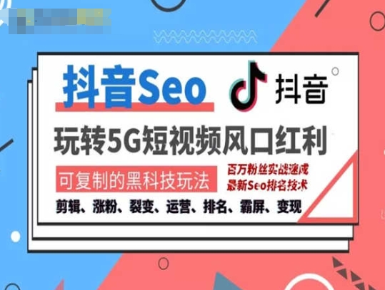 抖音SEO引流培训课程-抓住抖音风口,实现搜索排名,获取精准流量,快速成交变现|淘骐网赚资源库