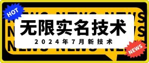 无限实名技术(2024年7月新技术)，最新技术最新口子，外面收费888-3688的技术|淘骐网赚资源库