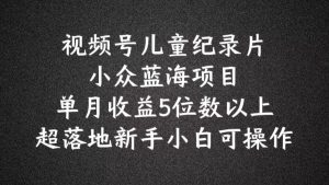 2024蓝海项目视频号儿童纪录片科普，单月收益5位数以上，新手小白可操作【揭秘】|淘骐网赚资源库