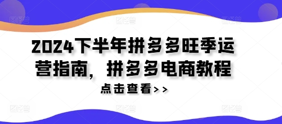 2024下半年拼多多旺季运营指南，拼多多电商教程|淘骐网赚资源库