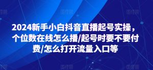 2024新手小白抖音直播起号实操,个位数在线怎么播/起号时要不要付费/怎么打开流量入口等|淘骐网赚资源库