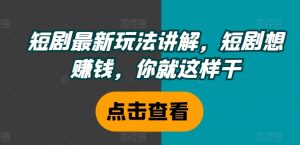短剧最新玩法讲解，短剧想赚钱，你就这样干|淘骐网赚资源库