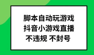 脚本自动玩游戏,抖音小游戏直播,不违规不封号可批量做【揭秘】|淘骐网赚资源库