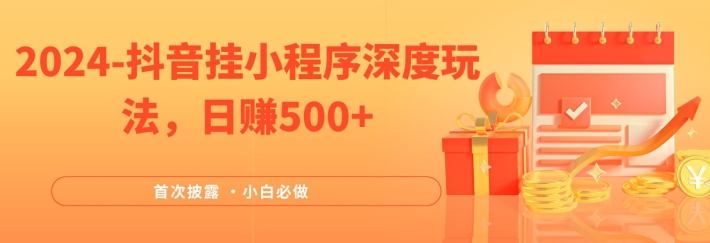 2024全网首次披露,抖音挂小程序深度玩法,日赚500+,简单、稳定,带渠道收入,小白必做【揭秘】|淘骐网赚资源库