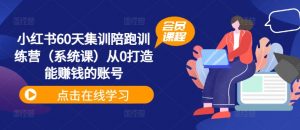 小红书60天集训陪跑训练营(系统课)从0打造能赚钱的账号|淘骐网赚资源库