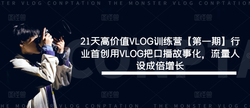 21天高价值VLOG训练营【第一期】行业首创用VLOG把口播故事化,流量人设成倍增长|淘骐网赚资源库