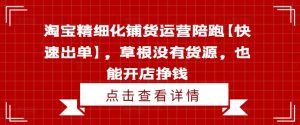 淘宝精细化铺货运营陪跑【快速出单】,草根没有货源,也能开店挣钱|淘骐网赚资源库