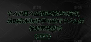 个人IP真人出镜短视频实操课，从0到1系统性学习做有个人ip属性的带货账号|淘骐网赚资源库