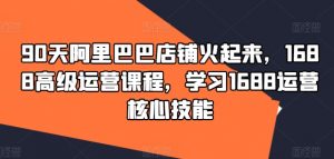 90天阿里巴巴店铺火起来，1688高级运营课程，学习1688运营核心技能|淘骐网赚资源库