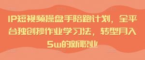 IP短视频操盘手陪跑计划,全平台独创抄作业学习法,转型月入5w的新职业|淘骐网赚资源库