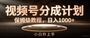 视频号分成计划保姆级教程,日入1K,小白秒上手【揭秘】|淘骐网赚资源库