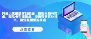 抖音小店最新实战课程,体验分拉升技术,商品卡引流技术,投流效果优化技术,精选联盟引流技术|淘骐网赚资源库