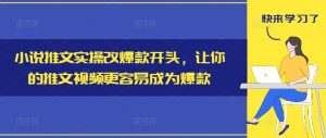 小说推文实操改爆款开头,让你的推文视频更容易成为爆款|淘骐网赚资源库