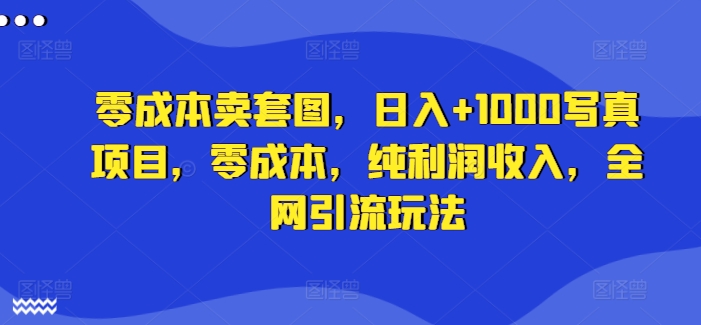 零成本卖套图,日入+1000写真项目,零成本,纯利润收入,全网引流玩法|淘骐网赚资源库