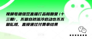 视频号微信豆直播打品陪跑营(十三期),做不自流然冷动启也不不做私域,接直通付过费拿结果|淘骐网赚资源库