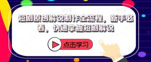 短剧原创解说制作全流程,新手必看,快速掌握短剧解说|淘骐网赚资源库