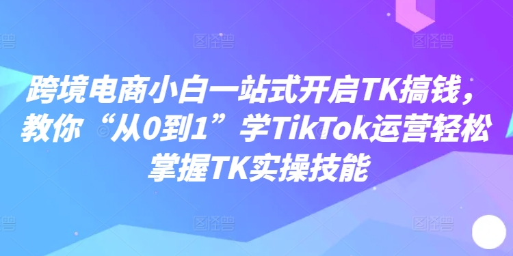跨境电商小白一站式开启TK搞钱，教你“从0到1”学TikTok运营轻松掌握TK实操技能|淘骐网赚资源库