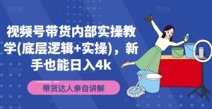 视频号带货内部实操教学(底层逻辑+实操),新手也能日入4k|淘骐网赚资源库