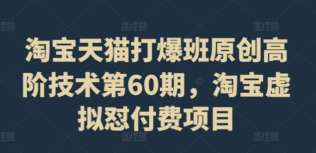 淘宝天猫打爆班原创高阶技术第60期,淘宝虚拟怼付费项目|淘骐网赚资源库