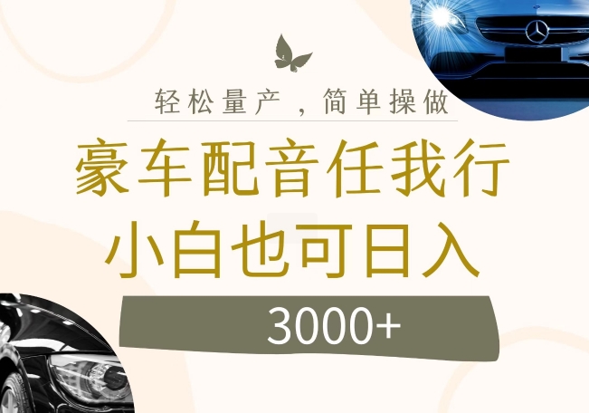 不为人知的暴力小项目,豪车配音,日入几张【揭秘】|淘骐网赚资源库