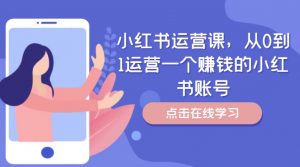 小红书运营课,从0到1运营一个赚钱的小红书账号|淘骐网赚资源库