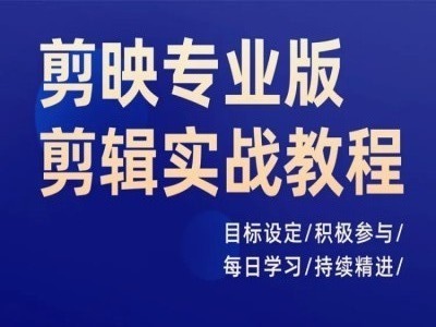 剪映专业版剪辑实战教程,目标设定/积极参与/每日学习/持续精进|淘骐网赚资源库