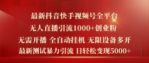 最新抖音快手视频号全平台无人直播引流1000+精准创业粉,日轻松变现5k+【揭秘】|淘骐网赚资源库