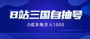 B站三国自抽号项目,0成本纯手动,每月稳赚1000【揭秘】|淘骐网赚资源库