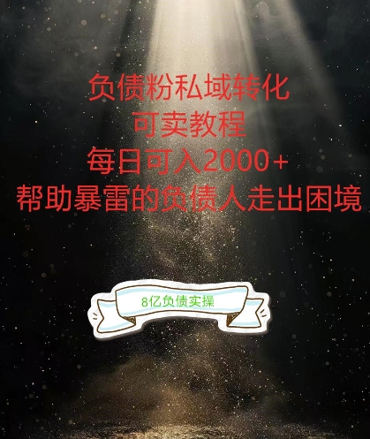 负债粉掘金计划,帮助负债者解决问题,债务规划,债务重组,最好的变现方式【揭秘】|淘骐网赚资源库