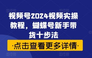 视频号2024视频实操教程,蝴蝶号新手带货十步法|淘骐网赚资源库