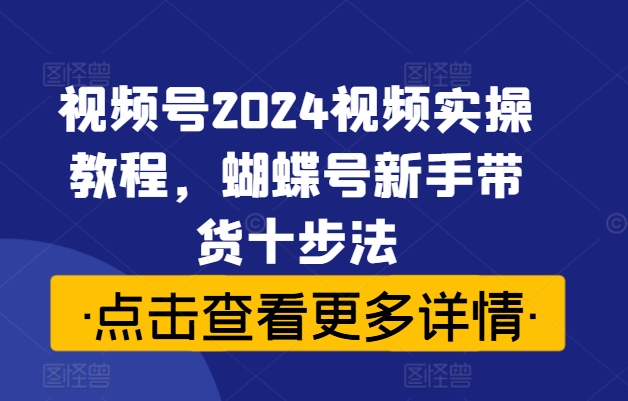 视频号2024视频实操教程,蝴蝶号新手带货十步法|淘骐网赚资源库
